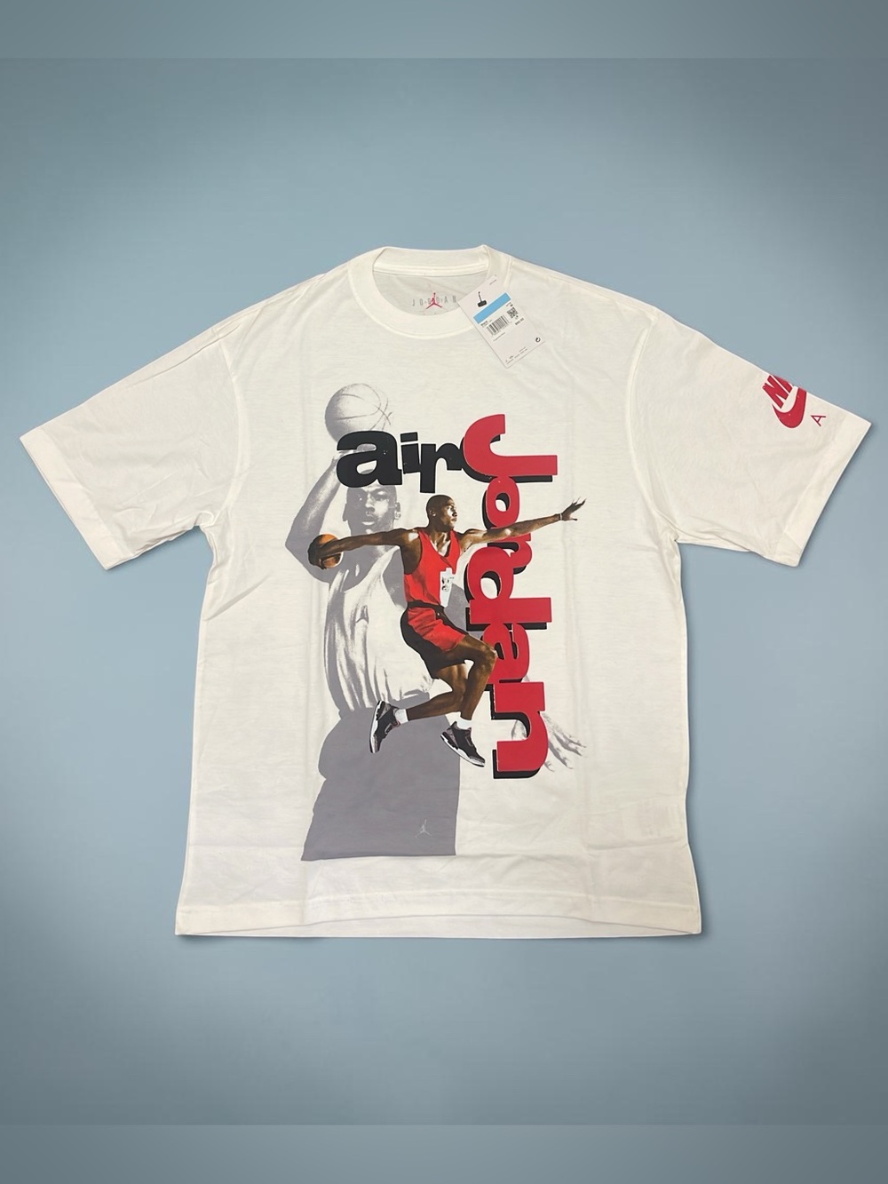 Jordan White Tee with Red and Black Air Jordan Graphic Sz XL